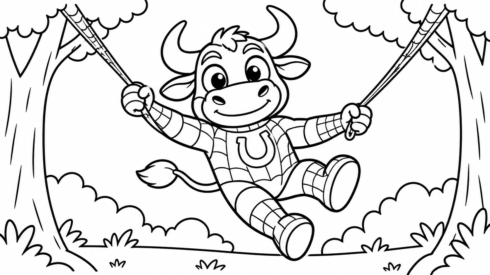 Desenho para colorir: Boi Aranha balançando na teia