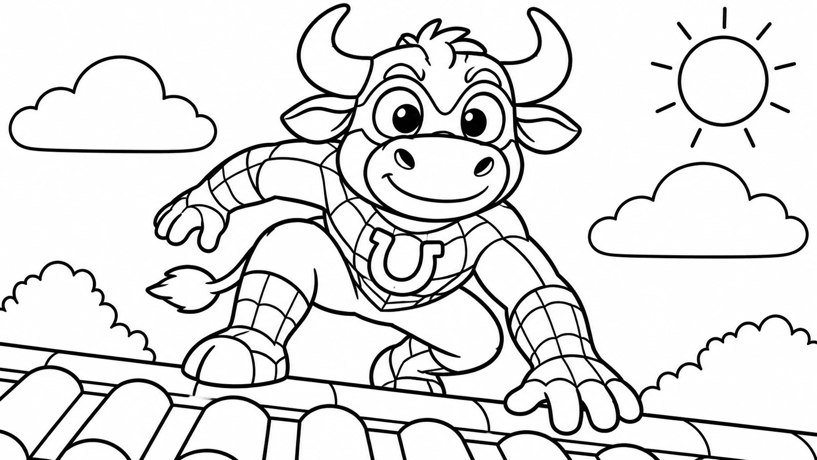 Desenho para colorir: Boi Aranha no telhado