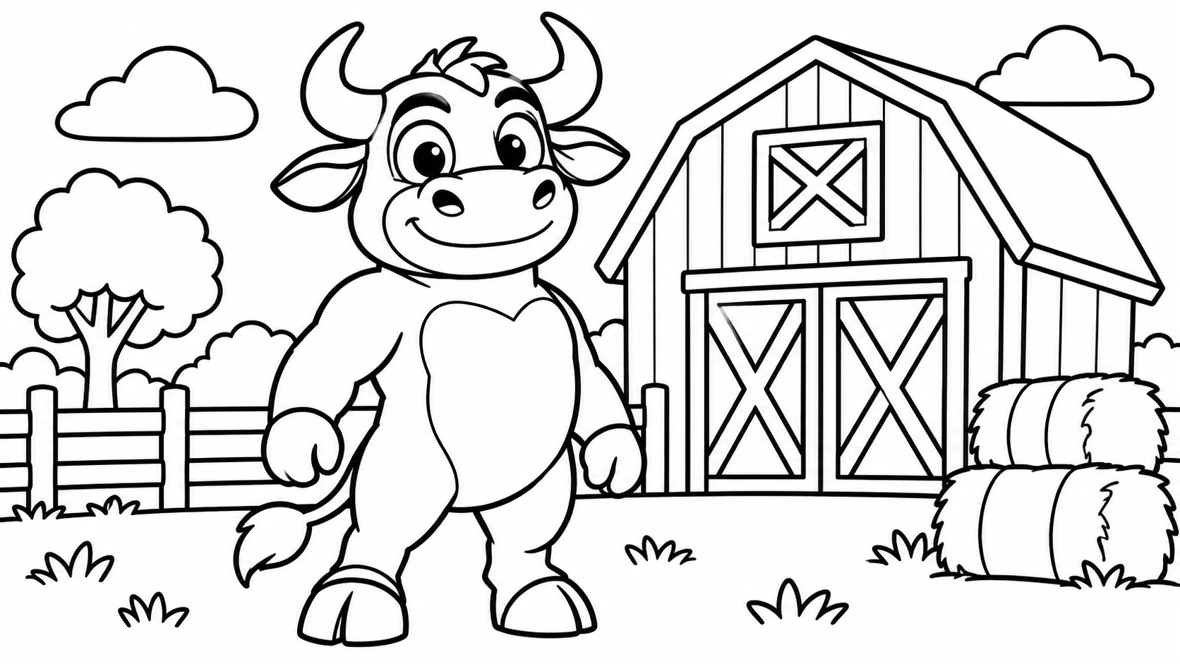 Desenho para colorir: O Boi e o celeiro
