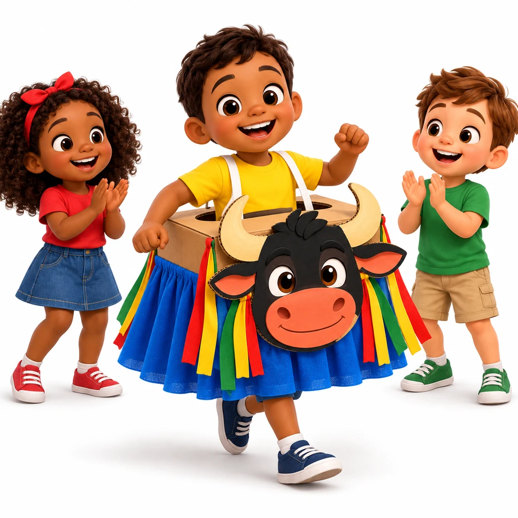 Ilustração da Turma do Boi: Boi de caixa de papelão