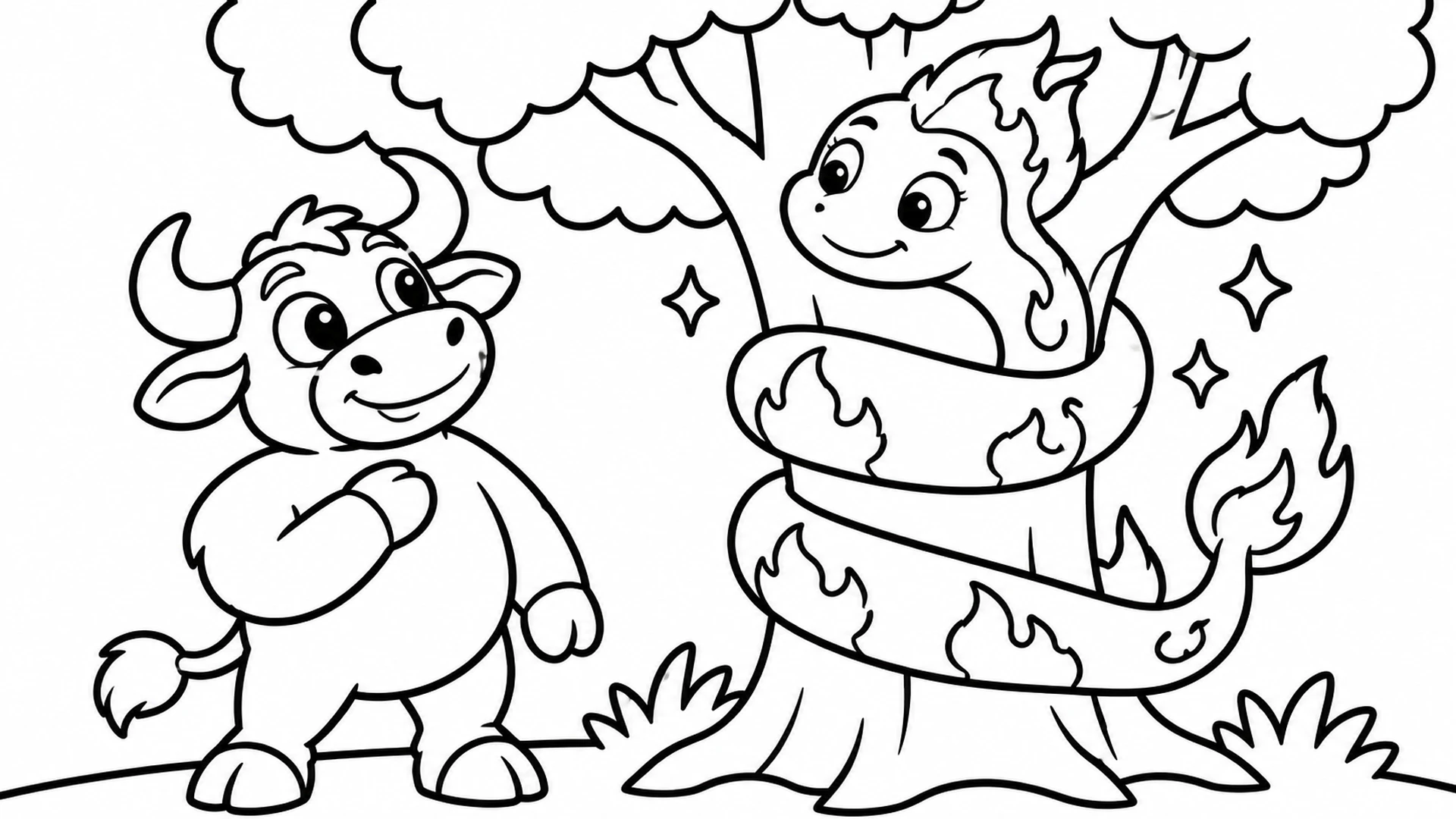 Desenho para colorir: Boitatá e o Boi