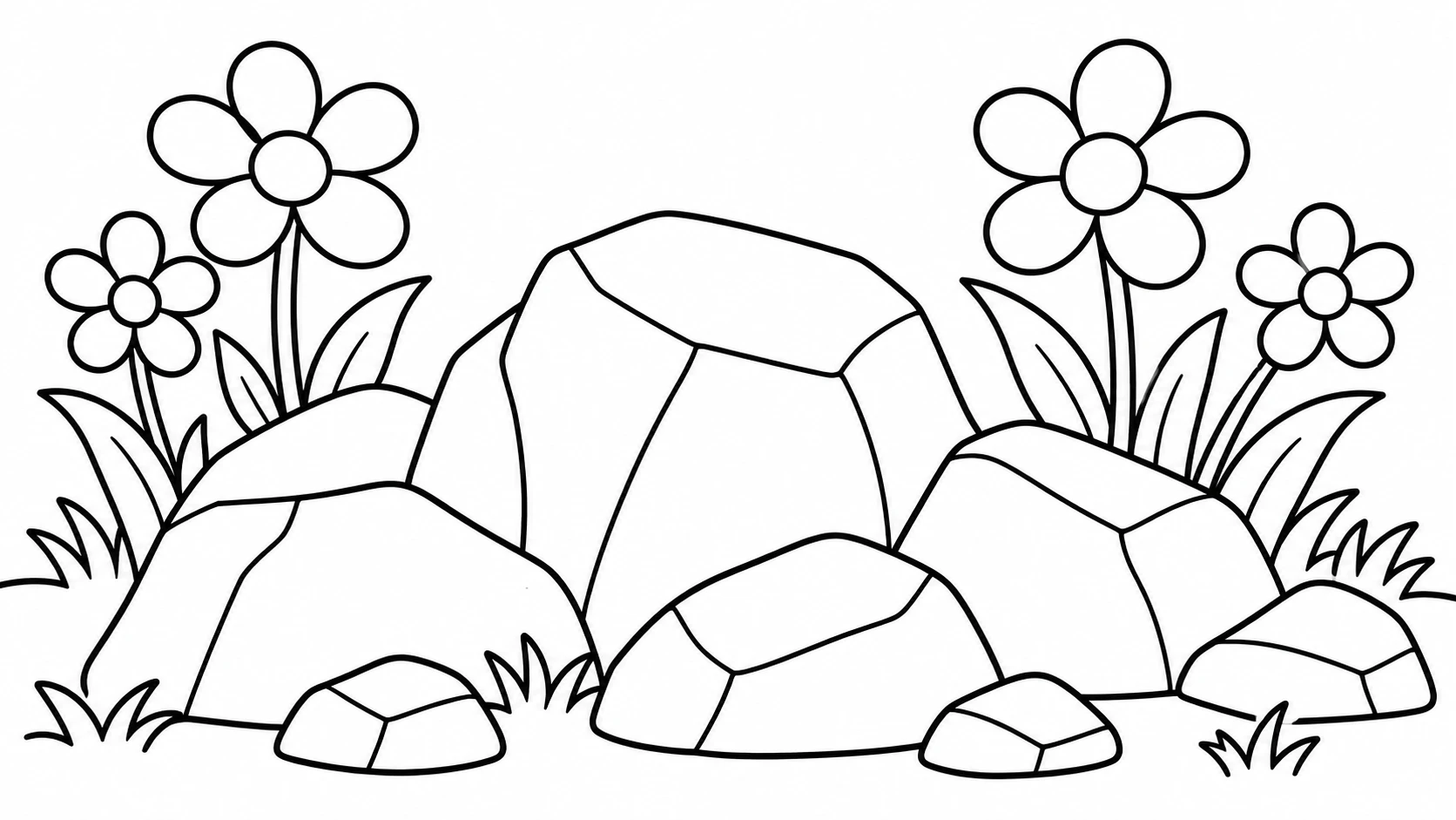 Desenho para colorir: Pedras com flores