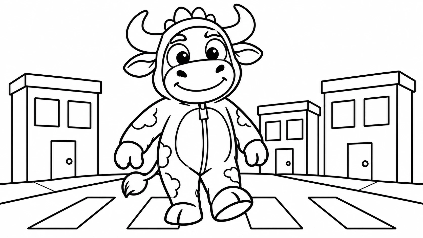 Desenho para colorir: Andando na cidade de papelão