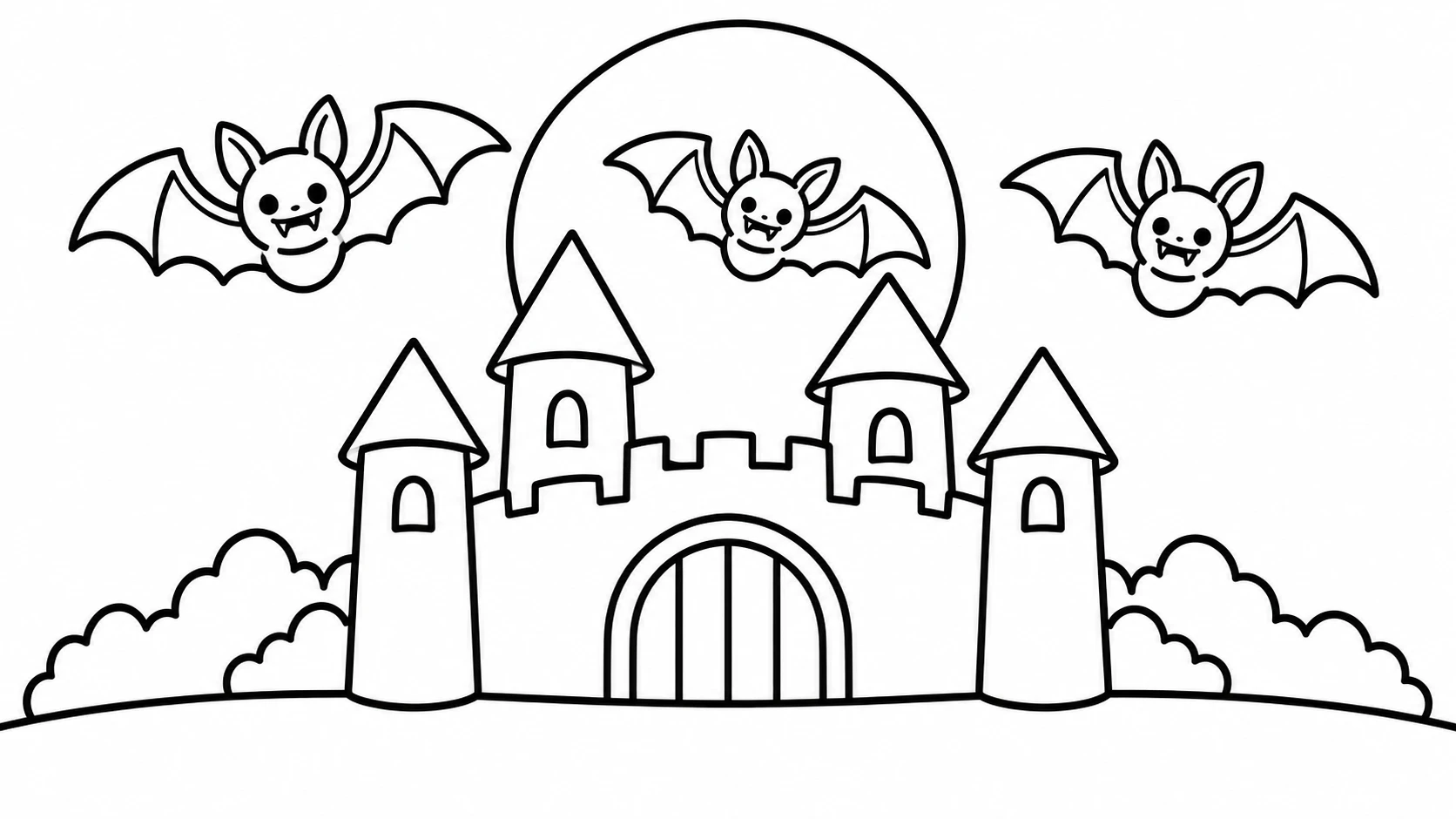 Desenho para colorir: Castelo com morceguinhos